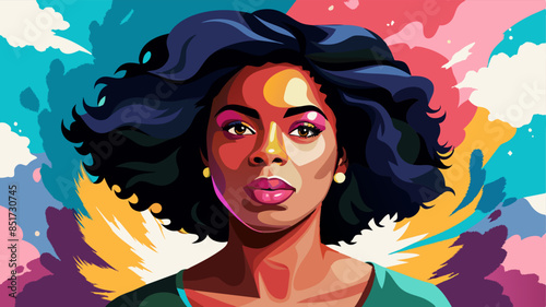 Black woman watercolor painting style banner 