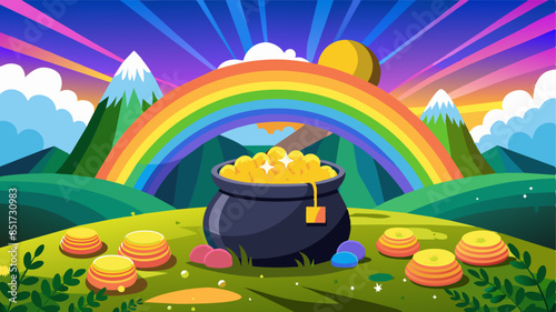 A pot of gold at the end of a rainbow