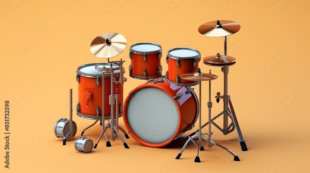 3d realistic set drum