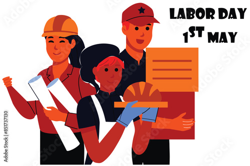 Happy international labor day, vector illustration design, 