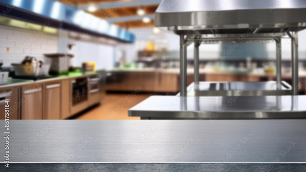 Background with stainless steel table and commercial kitchen blurred in the background for product presentation and mockup
Background with stainless steel table and commercial kitchen blurred in the background for product presentation and mockup