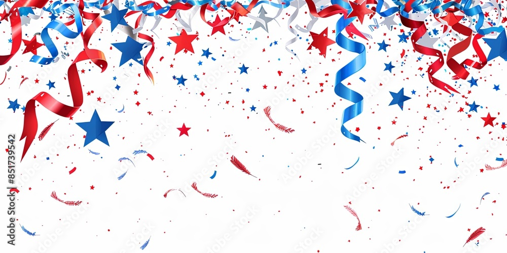 Festive Flowing American Flags with Stars Background Festive Flowing American Flags with Stars Background