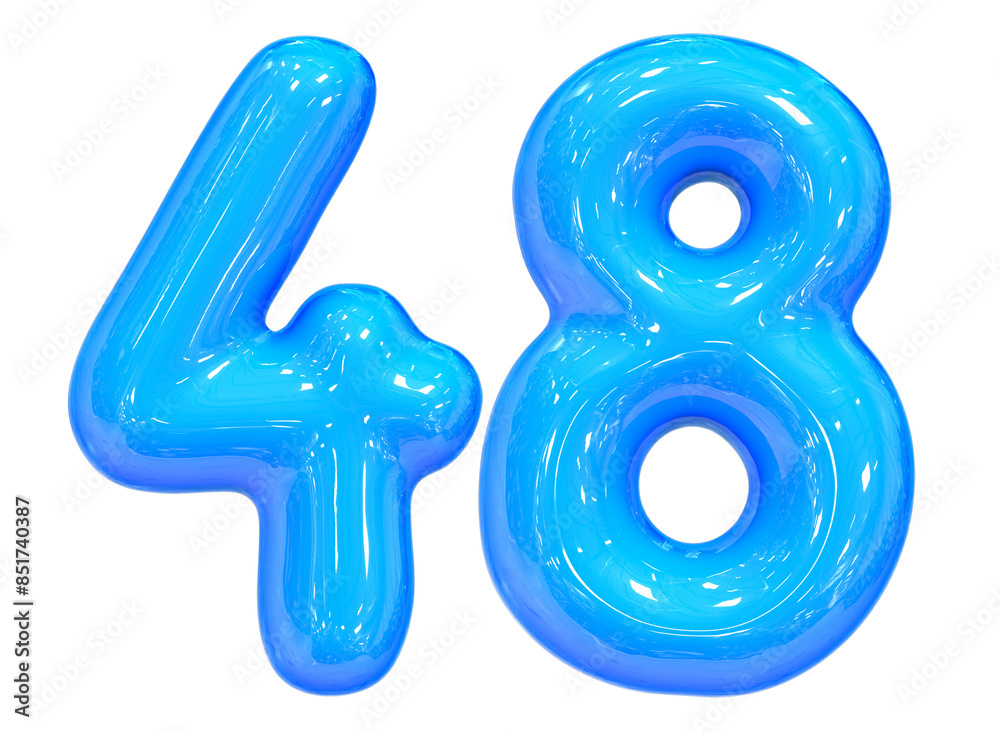 Fototapeta premium Balloon Number 48 Blue Color 3D Render