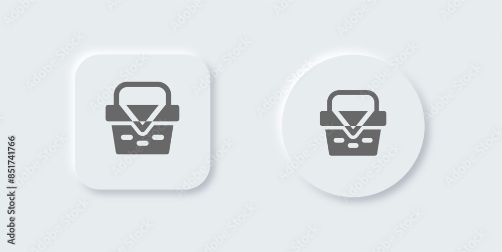Picnic solid icon in neomorphic design style. Basket signs vector illustration. Picnic solid icon in neomorphic design style. Basket signs vector illustration.