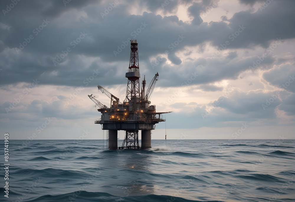 oil well in the middle is the sea in minimal style oil well in the middle is the sea in minimal style