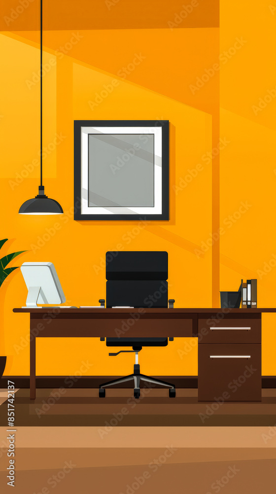 Fototapeta premium Modern office illustration in bold colors.