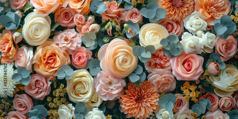  A wall of Artificial Flowers or Roses