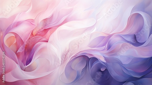 Abstract background with flowing pink, purple and white colors.