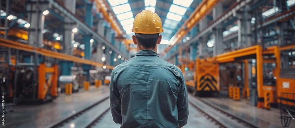Fototapeta premium Industrial Worker Standing in a Factory