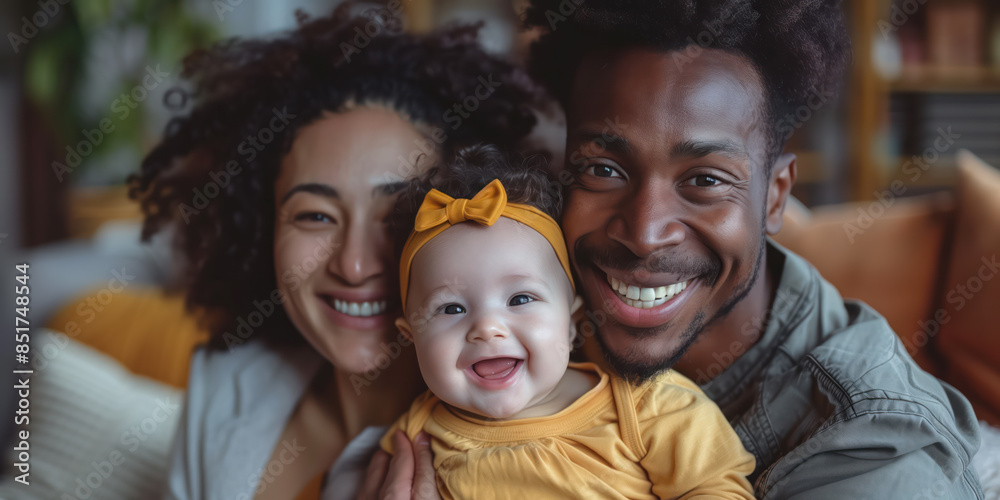 Happy Family with daughter smiling for the camera Happy Family with daughter smiling for the camera