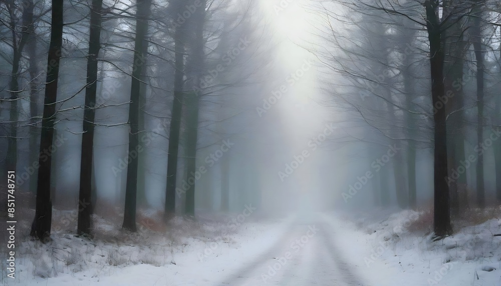 Obraz premium Abstraktion Schneebedeckte Straße im Wald. Abstrakter Hintergrund für Design 4.