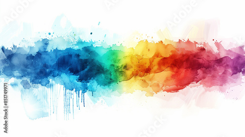 Vibrant and colorful watercolor painting forming a rainbow gradient and creating an abstract background design showcasing lgbtq rights, love and equality photo