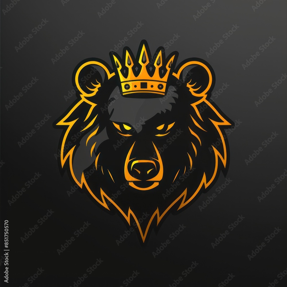Obraz premium Bear logo, Abstract bear crown logo design template