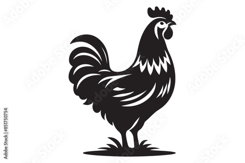 Hen silhouette vector isolated on a white background