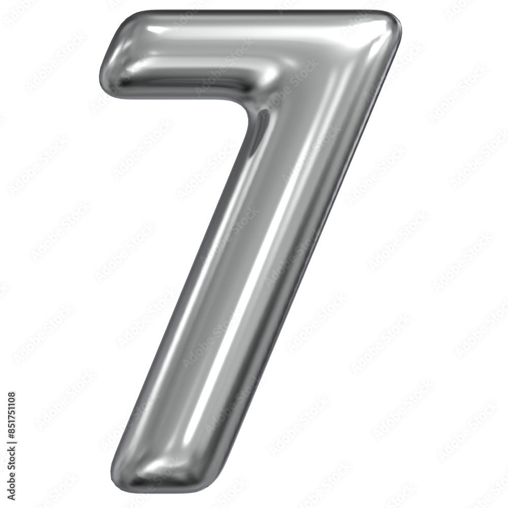 3D Rendering Of Number 7 Chromium 3D Rendering Of Number 7 Chromium