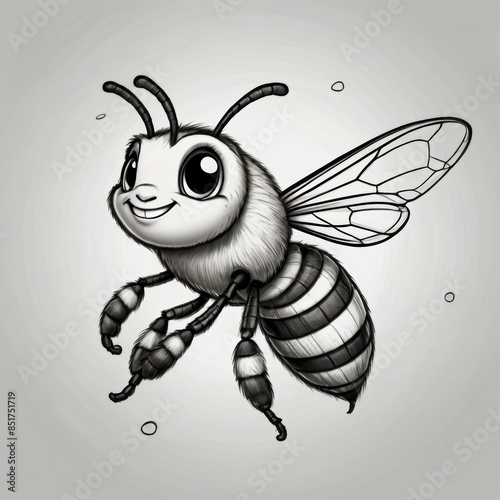 Bee with honey in a cartoon-style vector illustration