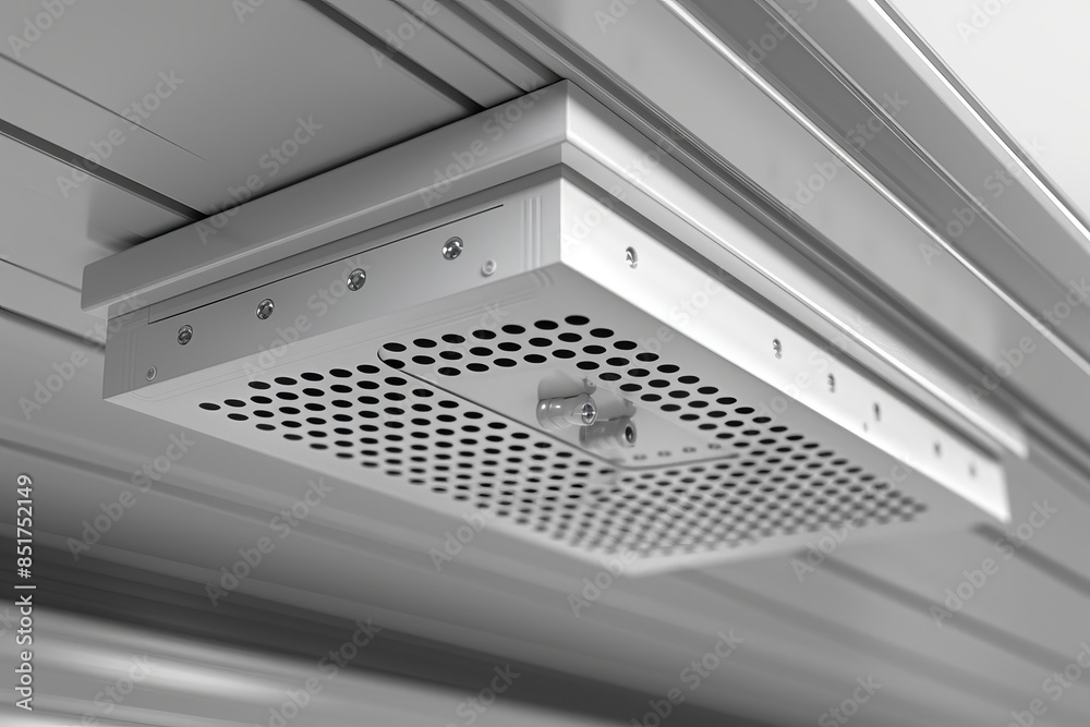 Close Up of a Ceiling Mounted Air Vent With a Perforated Cover Close Up of a Ceiling Mounted Air Vent With a Perforated Cover