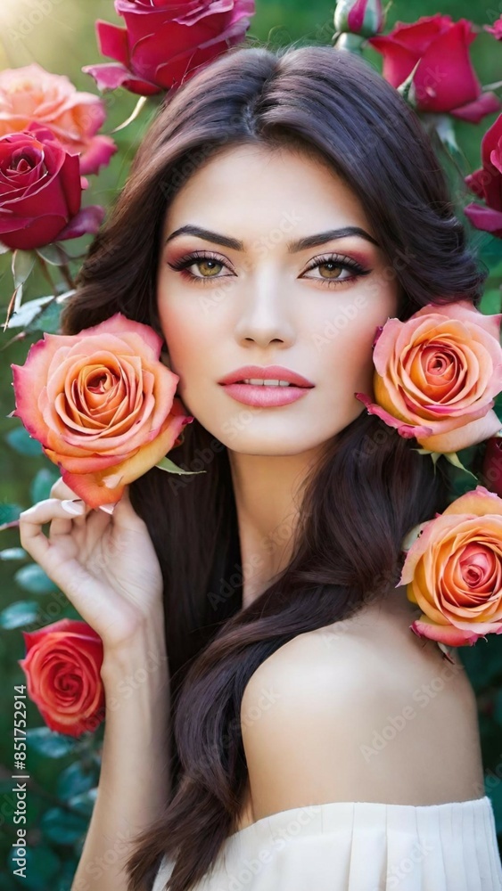 Beautiful woman with roses Beautiful woman with roses