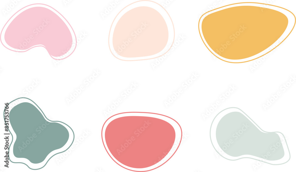 Organic amoeba blob shape abstract with line vector illustration. Set of irregular round blot form graphic element. Doodle drops with outline circle
Organic amoeba blob shape abstract with line vector illustration. Set of irregular round blot form graphic element. Doodle drops with outline circle