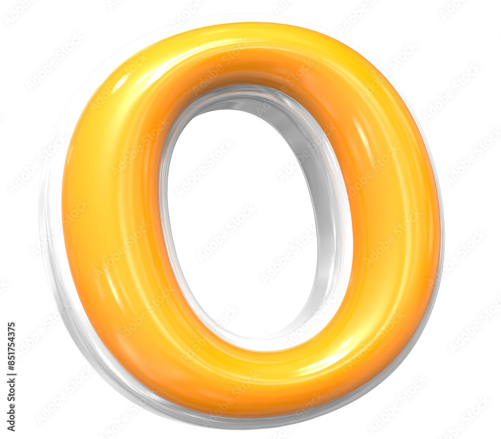 3D Render Of Font o With White And Yellow Color 3D Render Of Font o With White And Yellow Color
