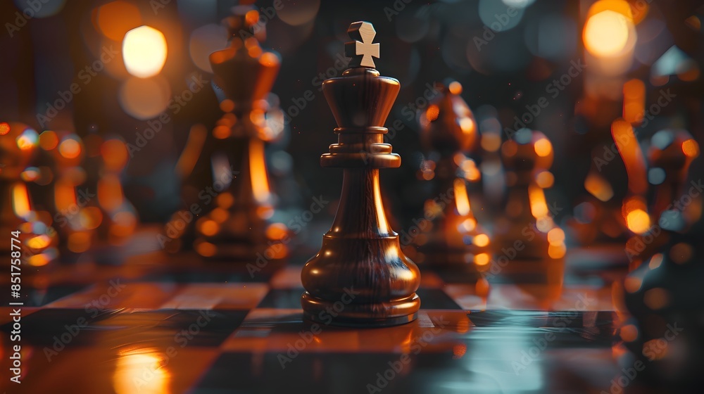 Cinematic Chess Pawn Centerpiece on Wooden Board with Dramatic Lighting Cinematic Chess Pawn Centerpiece on Wooden Board with Dramatic Lighting