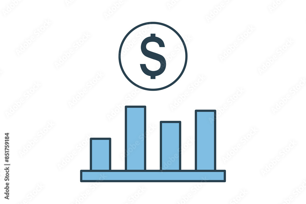 Bar chart icon. icon related to accounting. suitable for web site, app, user interfaces, printable etc. flat line icon style. simple vector design editable Bar chart icon. icon related to accounting. suitable for web site, app, user interfaces, printable etc. flat line icon style. simple vector design editable