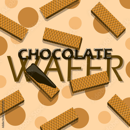 National Chocolate Wafer Day event banner. Chocolate wafers with bold text on light brown background to celebrate on July 3rd