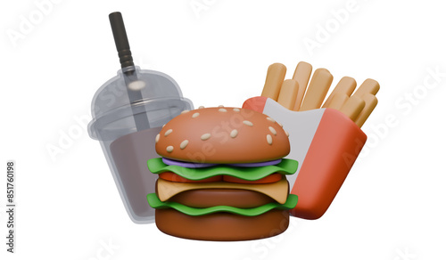 Vector composition of fast food closeup. Group of realistic elements