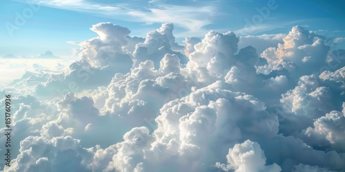 Cloudscape - Blue sky and white clouds, wide panorama