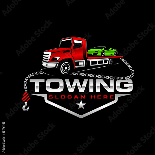 towing car logo template Crane Service illustration