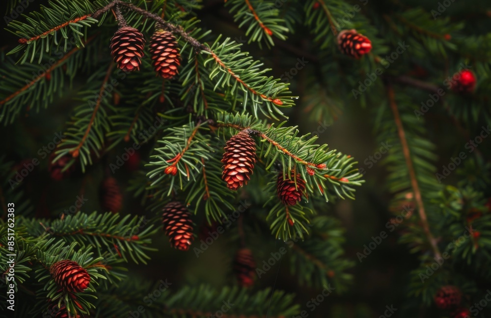 pine trees and red pine cones pine trees and red pine cones