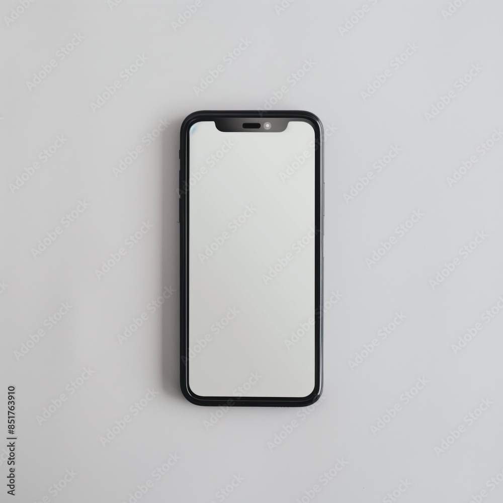 A modern black smartphone with a reflective screen, isolated on a clean white background, suggesting technology and communication A modern black smartphone with a reflective screen, isolated on a clean white background, suggesting technology and communication