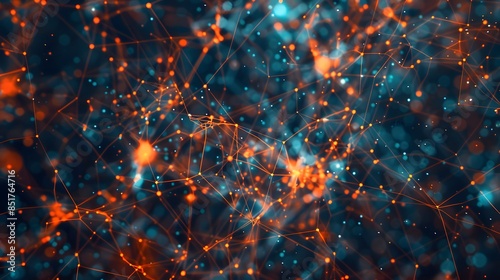 A blue background with a lot of dots and lines. The dots and lines are connected to each other in a way that they form a pattern. The image has a futuristic and technological feel to it