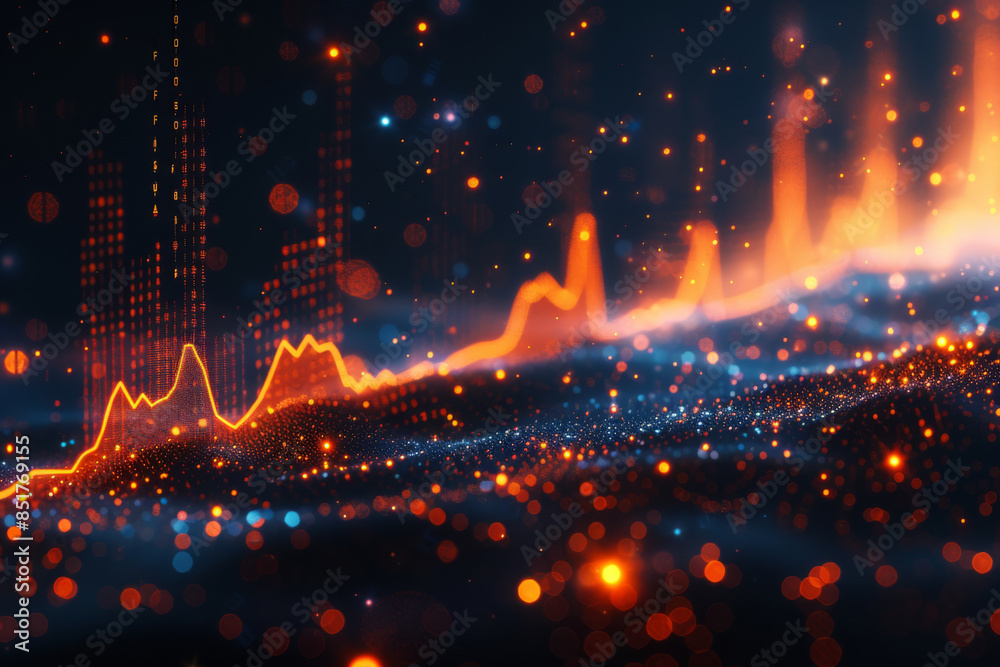 Obraz premium stock market graph and business financial data technology background, business graphics design concept of stock marketing for wall art print or wallpaper