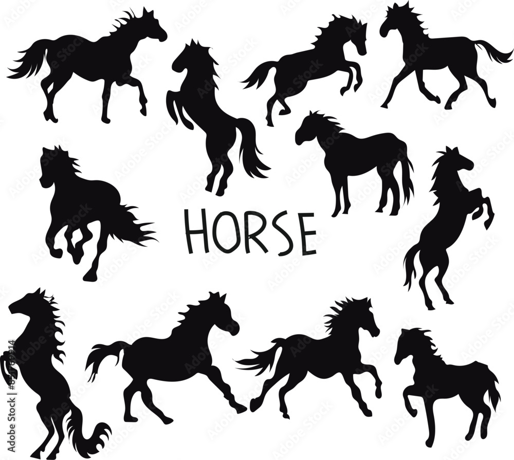 Fototapeta premium horse silhouettes set