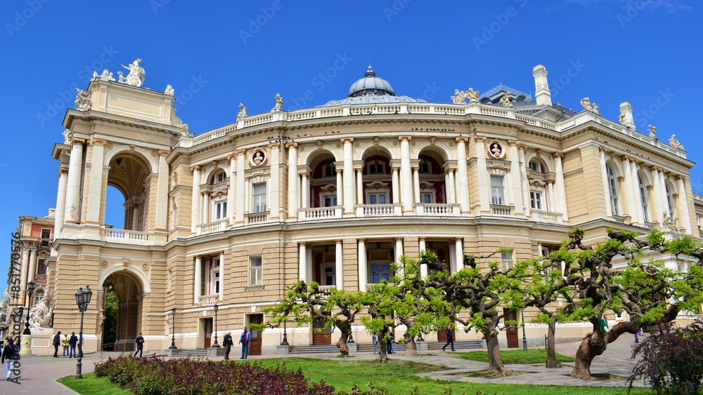 Ukraine, Odessa. Opera Theatre, National Academic Theater. a large beautiful building. European city. street in Odessa, famous place. resort town, summer time. tourism, travel. Ukraine, Odessa. Opera Theatre, National Academic Theater. a large beautiful building. European city. street in Odessa, famous place. resort town, summer time. tourism, travel.