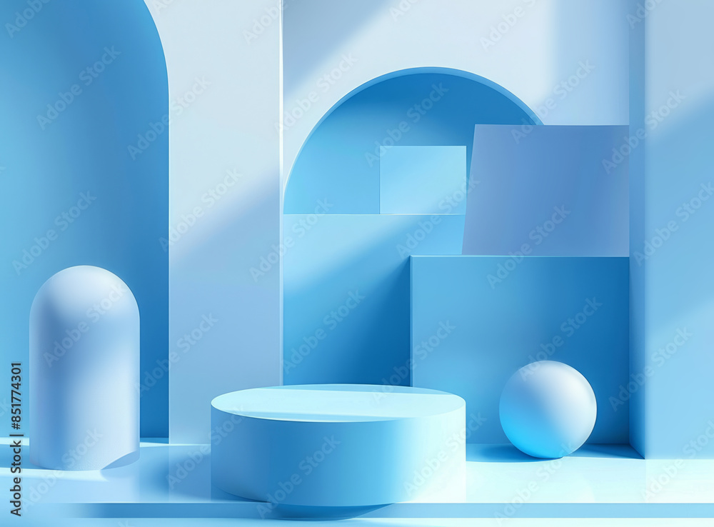 Abstract blue geometric shapes composition Abstract blue geometric shapes composition
