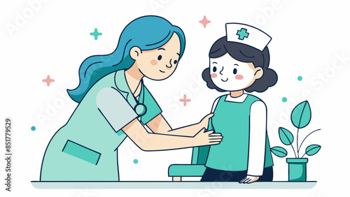 nurse-helping-patient-hand-drawn-style-line-art