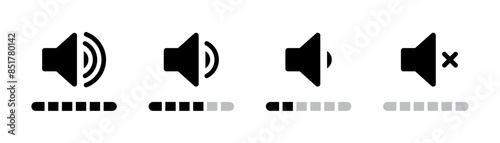 Volume increase interface design for smartphone and other devices in black color. 