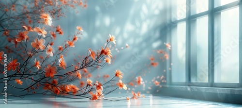 Aesthetic Minimalism Nature-Based Wallpaper with Abstract Floral Elements