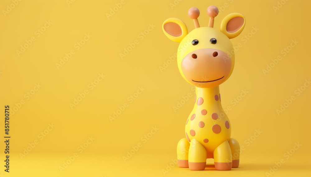 Fototapeta premium cute giraffe cartoon character isolated on a pastel background