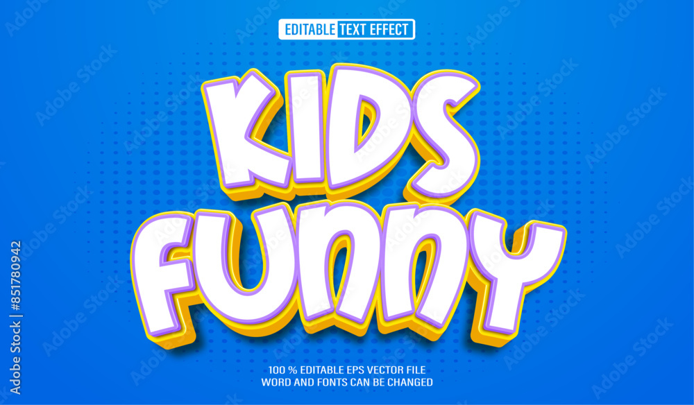 Fototapeta premium Editable 3d text style effect - Kids Funny text effect Template