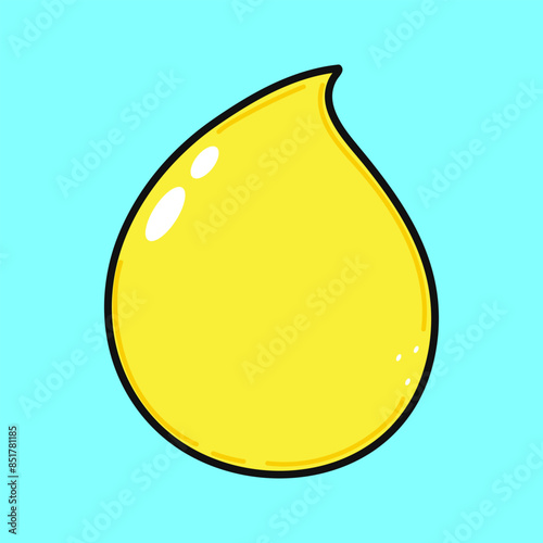 Drop of urine character. Vector hand drawn cartoon kawaii character illustration icon. Isolated on blue background. Drop of urine character concept