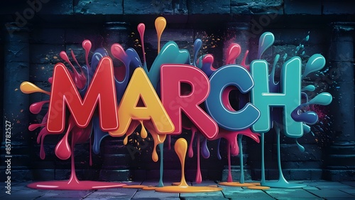 march text design font design uique photo