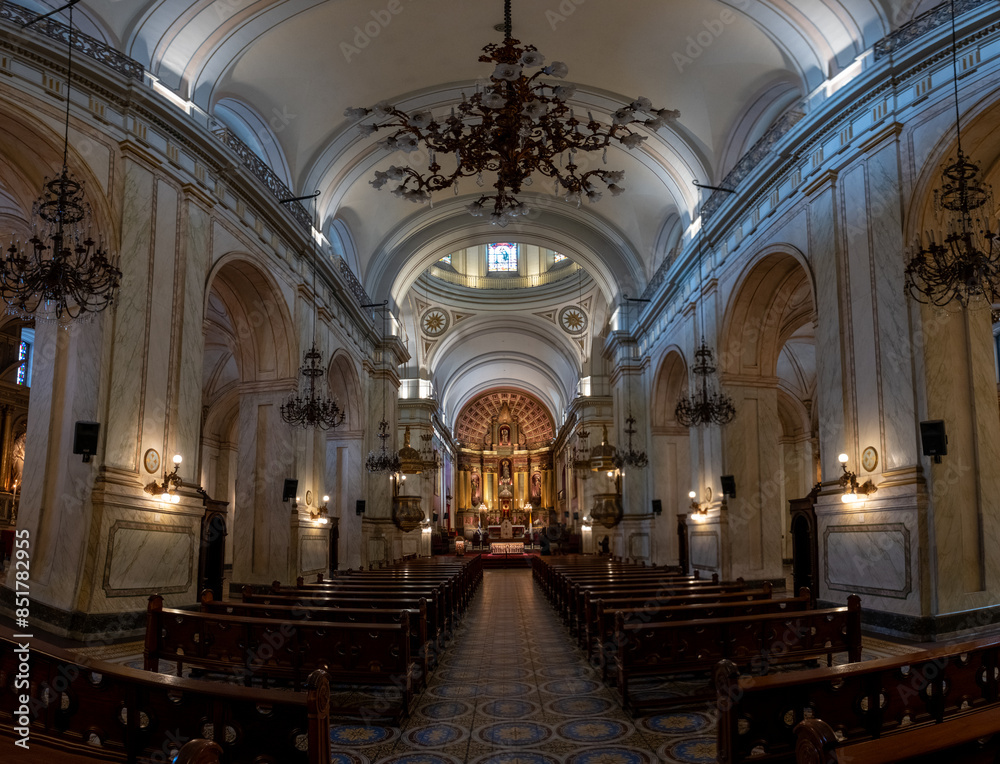 Fototapeta premium Metropolitan Cathedral of Montevideo, located in the Old City of Montevideo. Catholic Church. altar, sanctuary, chapel