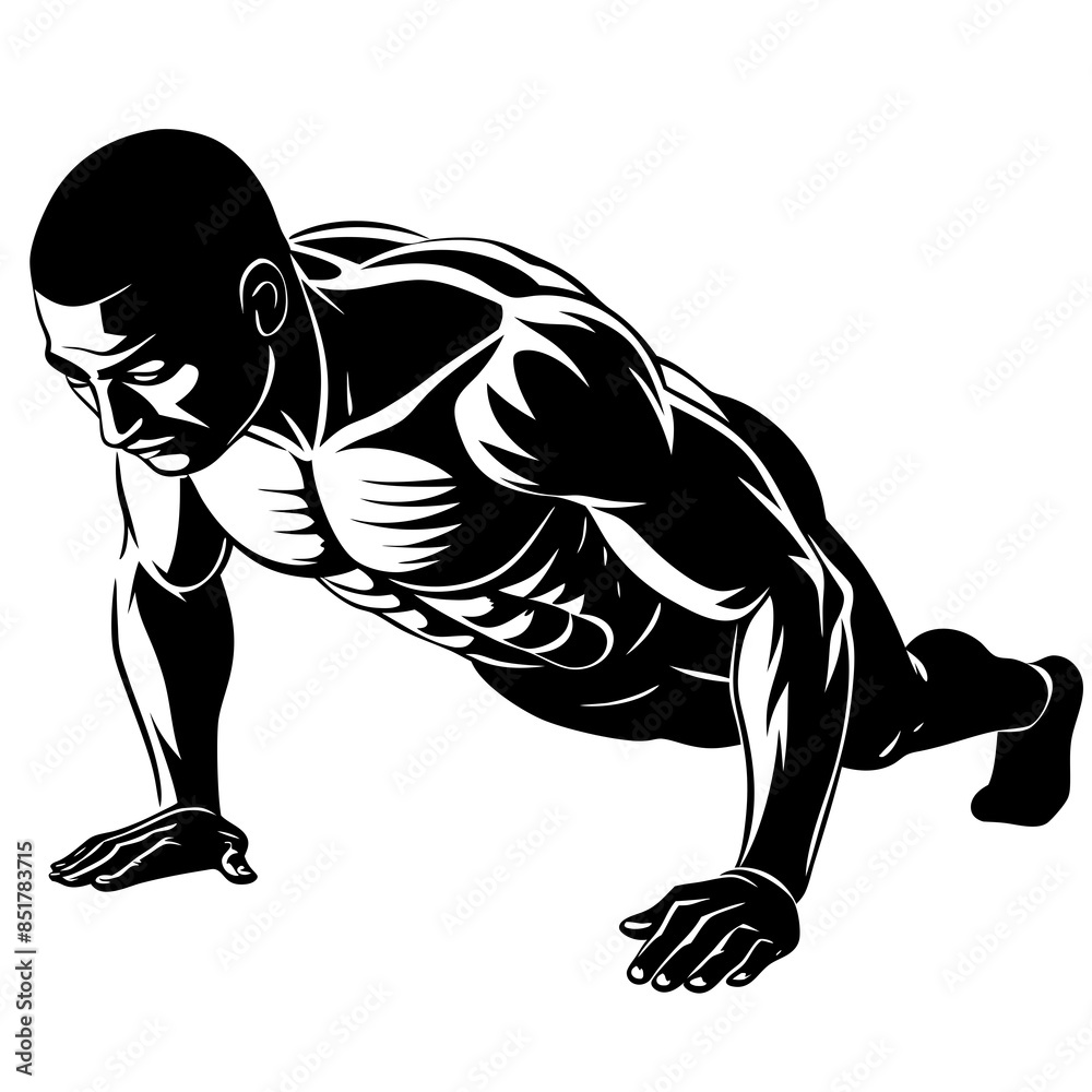 Fototapeta premium side-view-of-bodybuilder-performing-a-push-up-on-t