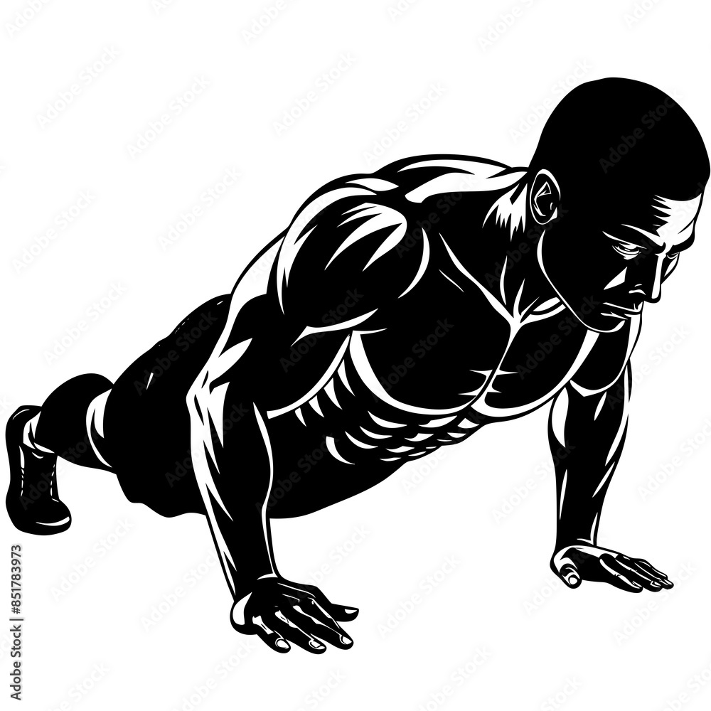 side-view-of-bodybuilder-performing-a-push-up-on-t side-view-of-bodybuilder-performing-a-push-up-on-t