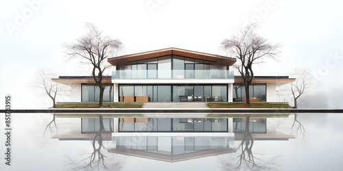 Contemporary House Design on White Background. Concept Contemporary Architecture, White Background, Modern Interior Design © Ян Заболотний