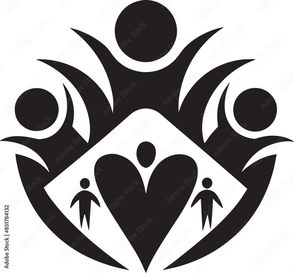 family care logo and icon illustration black and white family care logo and icon illustration black and white