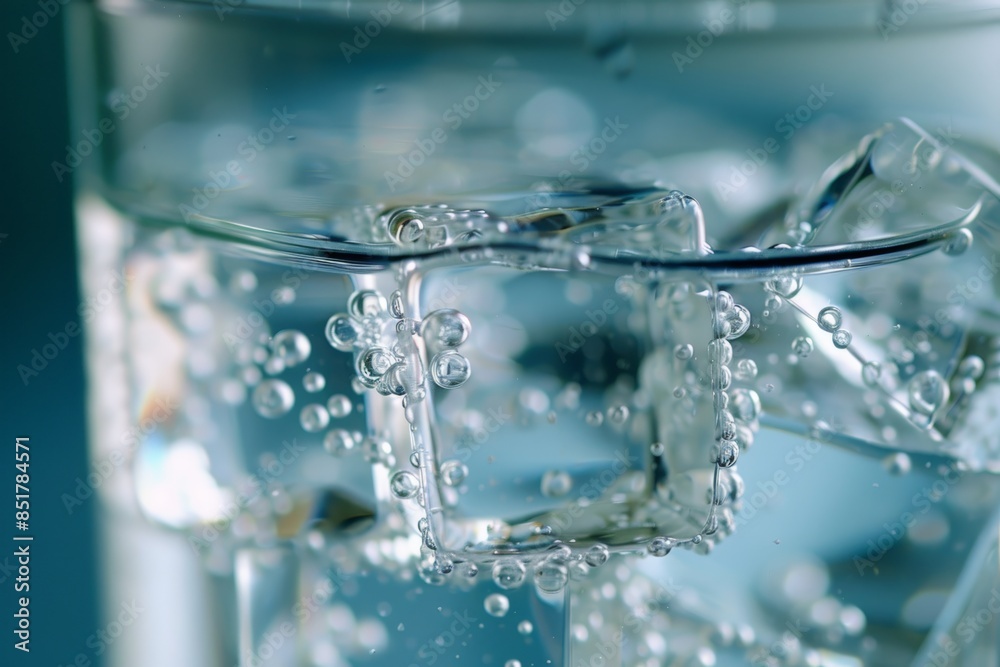 A close-up of ice cubes in a glass of water, a temporary numbing solution A close-up of ice cubes in a glass of water, a temporary numbing solution